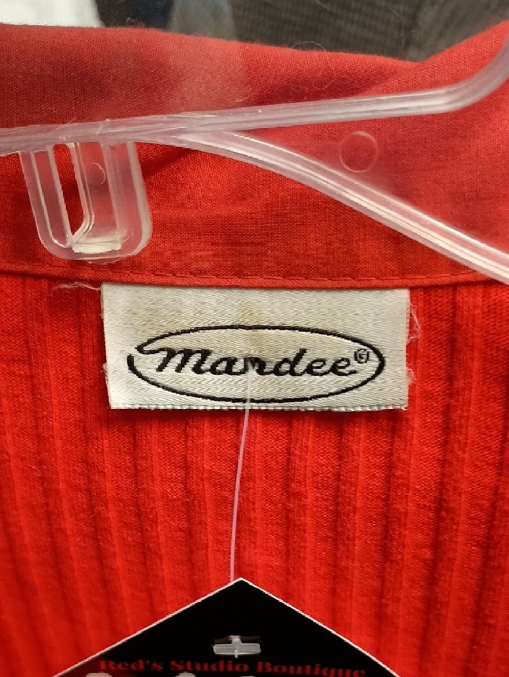 mandee Bright Red Ribbed Button-Front Top - Picture 3 of 3